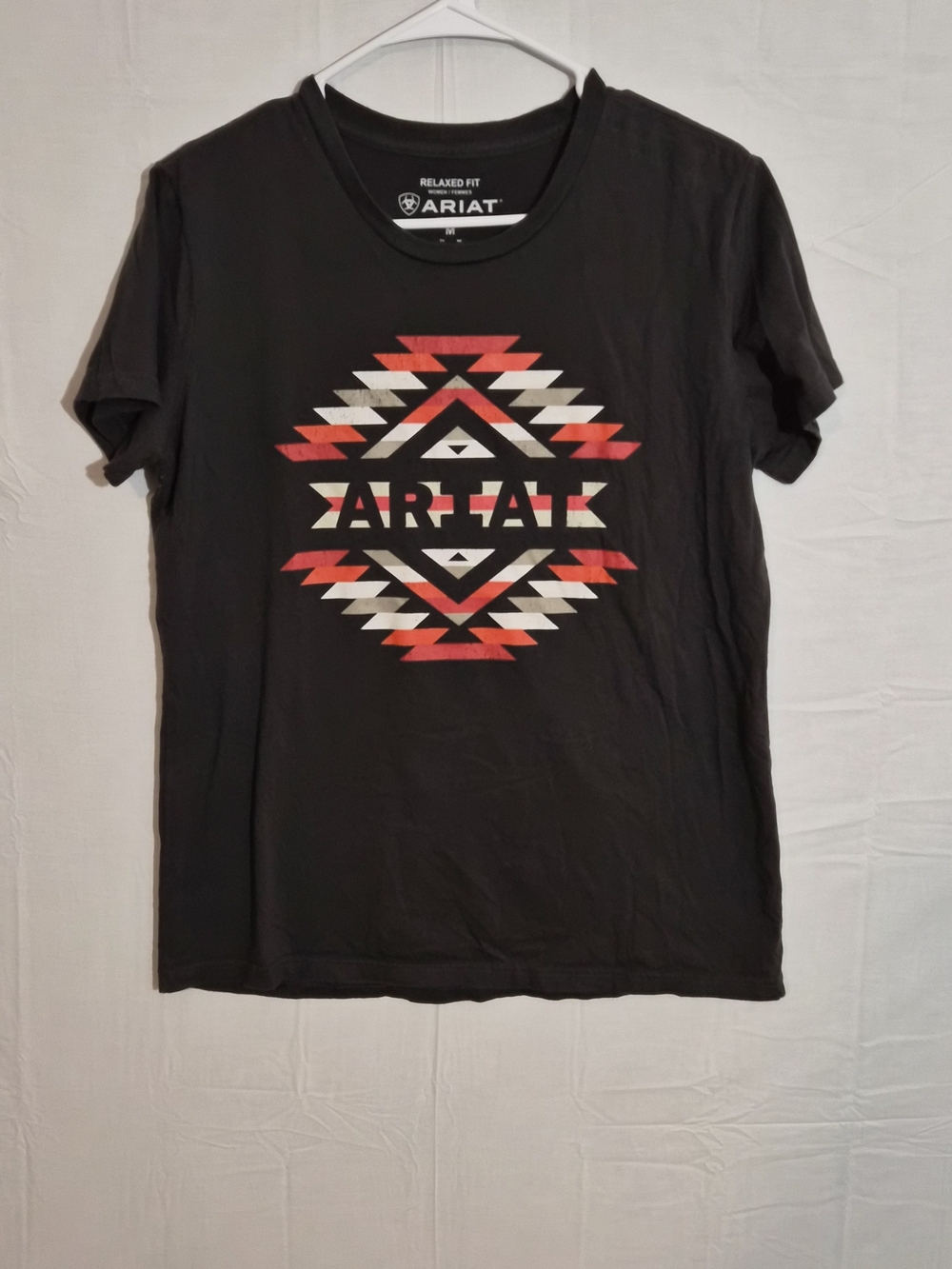 Women's Ariat Relaxed Fit Graphic Tee Medium Black Western Aztec T-Shirt